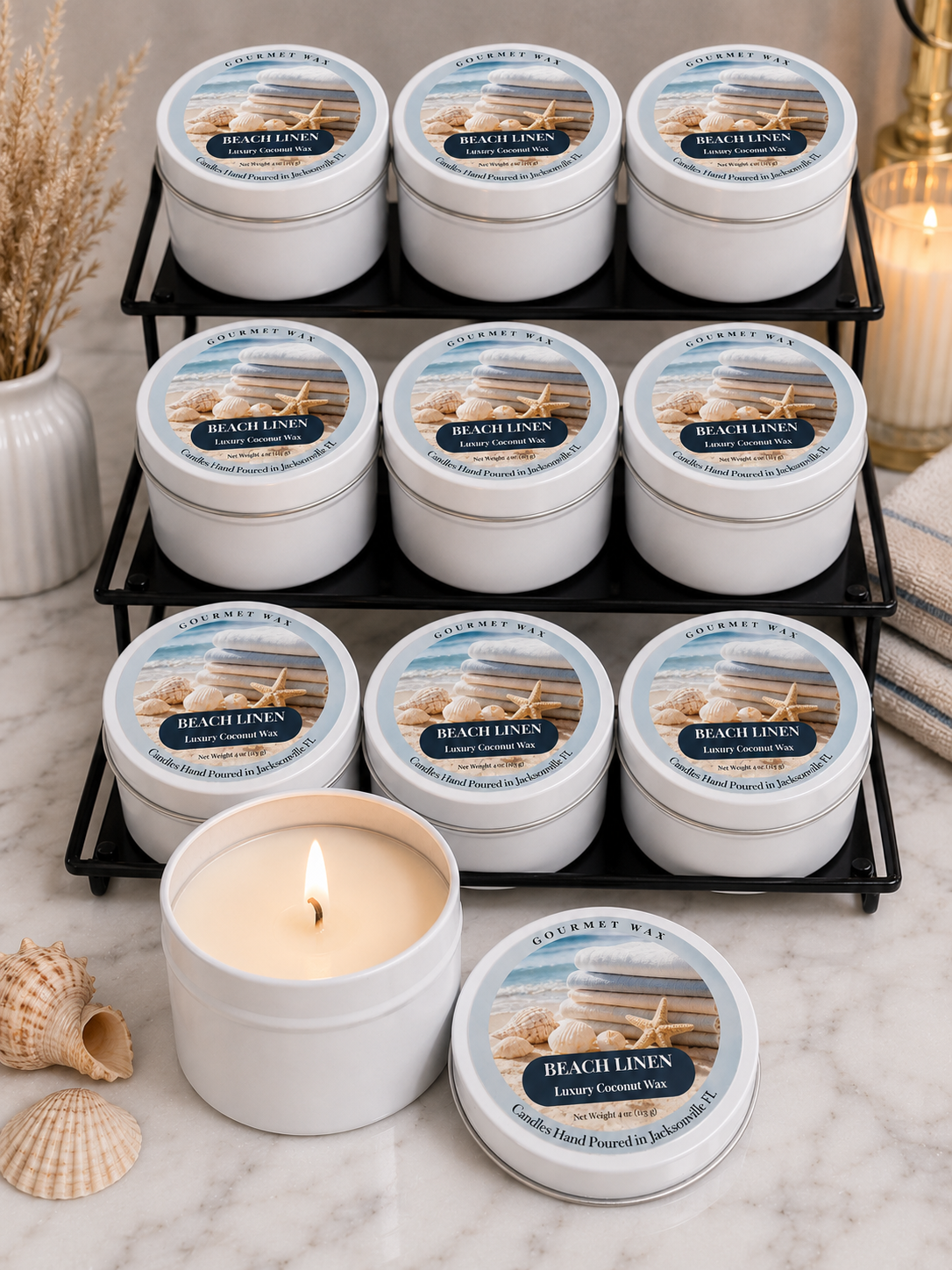 Wholesale Retail Starter Pack / 72 Coconut Apricot Wax Tin Candles