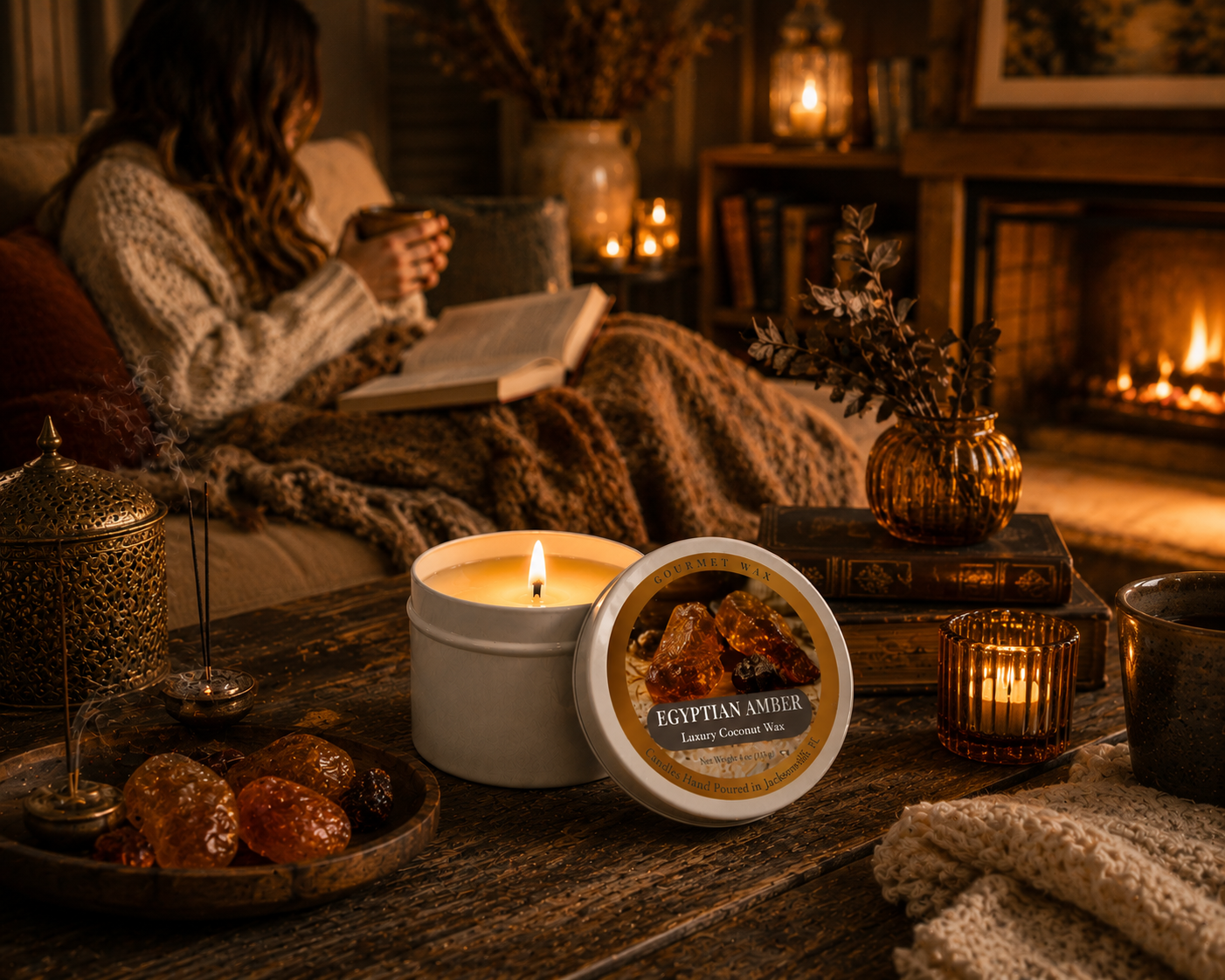 EGYPTIAN AMBER / 4 oz. Luxury Candle / Tin Candle