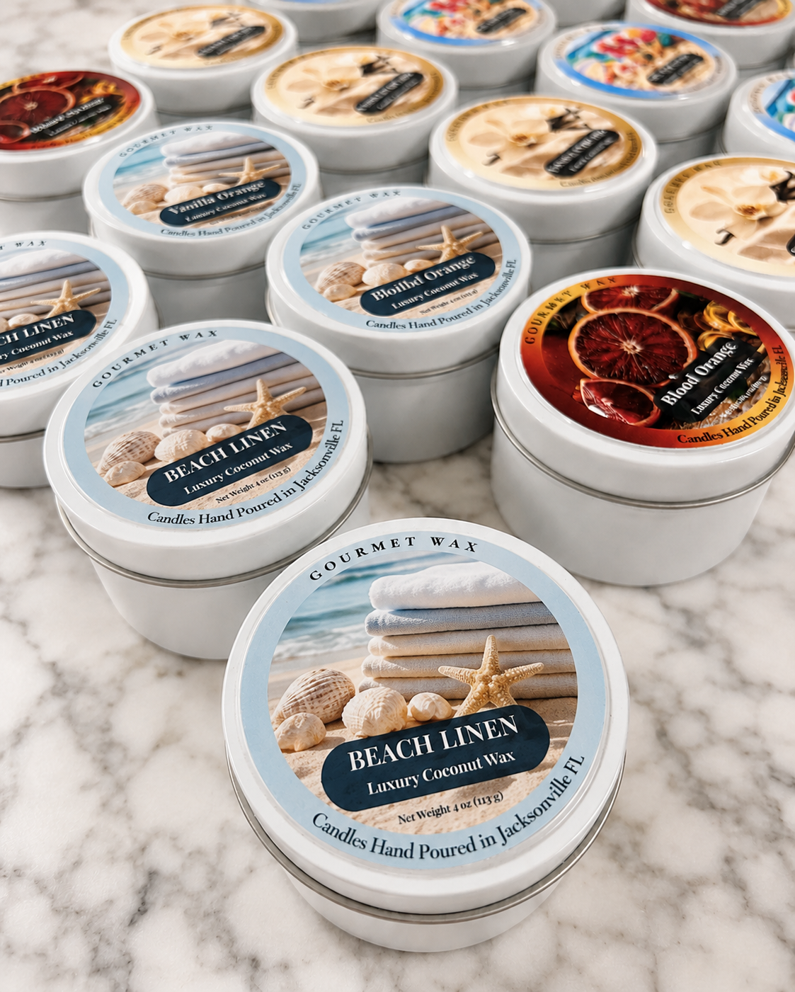 BEACH LINEN / 4 oz. Luxury Candle / Tin Candle