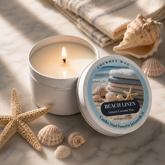 BEACH LINEN / 4 oz. Luxury Candle / Tin Candle