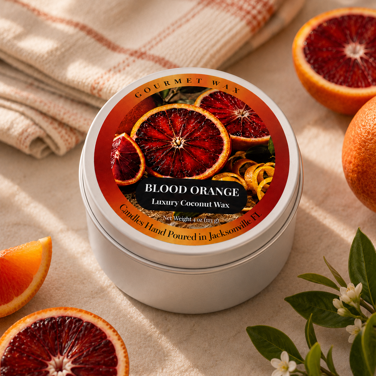 BLOOD ORANGE / 4 oz. Luxury Candle / Tin Candle