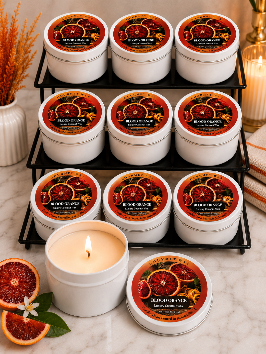 BLOOD ORANGE / 4 oz. Luxury Candle / Tin Candle