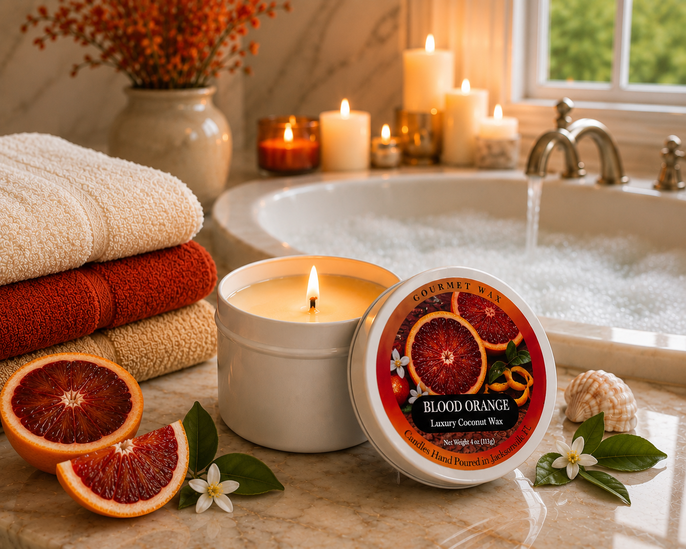 BLOOD ORANGE / 4 oz. Luxury Candle / Tin Candle