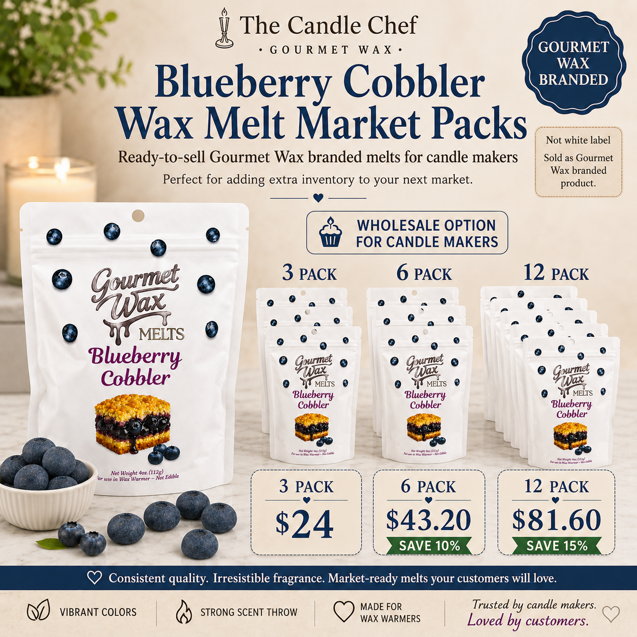 Wholesale Market Pack / Blueberry Cobbler Wax Melts 3 / 6 / 12 (Copy)