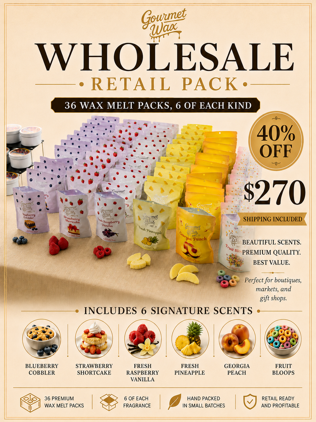 Wholesale Retail Starter Pack / 36 Wax Melt Packs