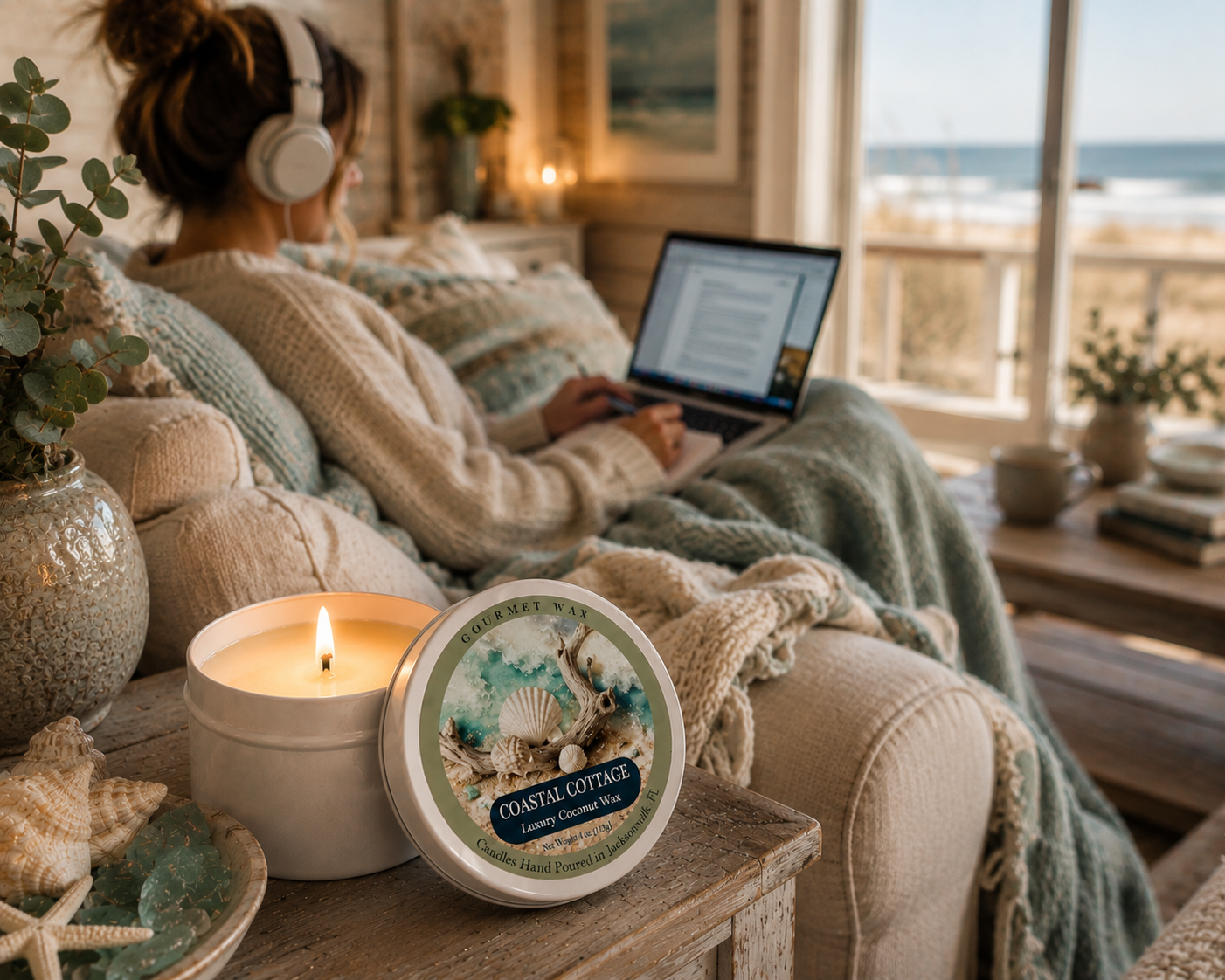 COASTAL COTTAGE / 4 oz. Luxury Candle / Tin Candle