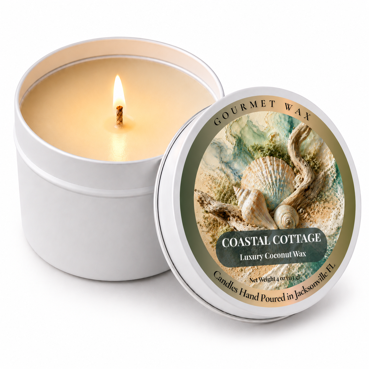 COASTAL COTTAGE / 4 oz. Luxury Candle / Tin Candle
