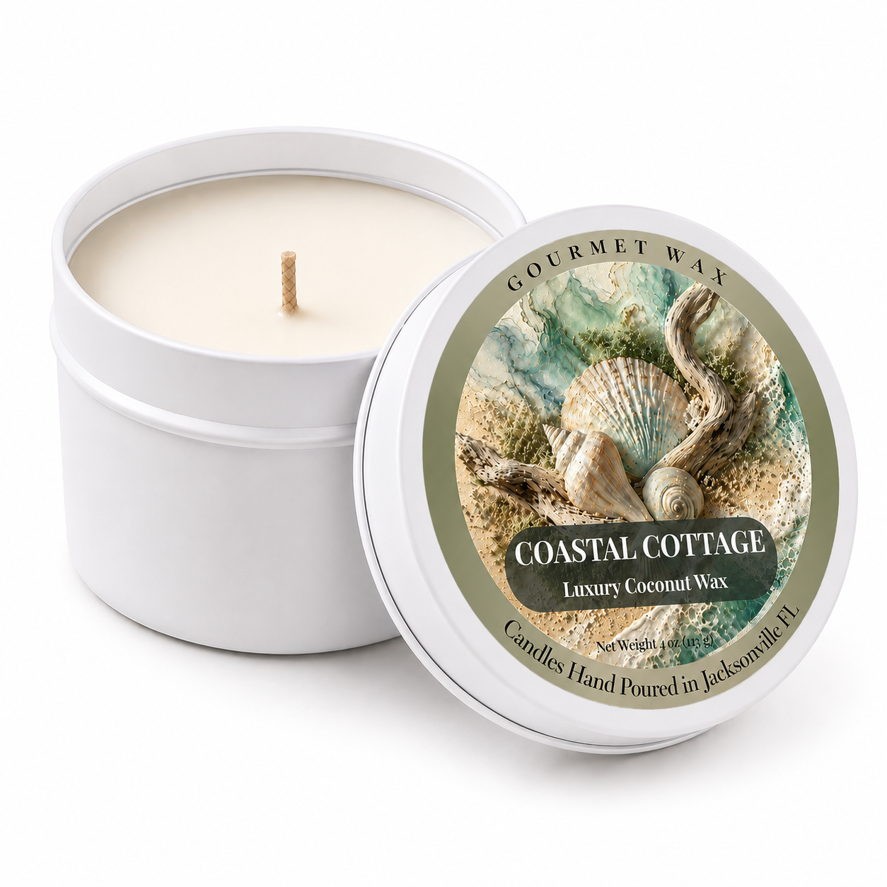 COASTAL COTTAGE / 4 oz. Luxury Candle / Tin Candle