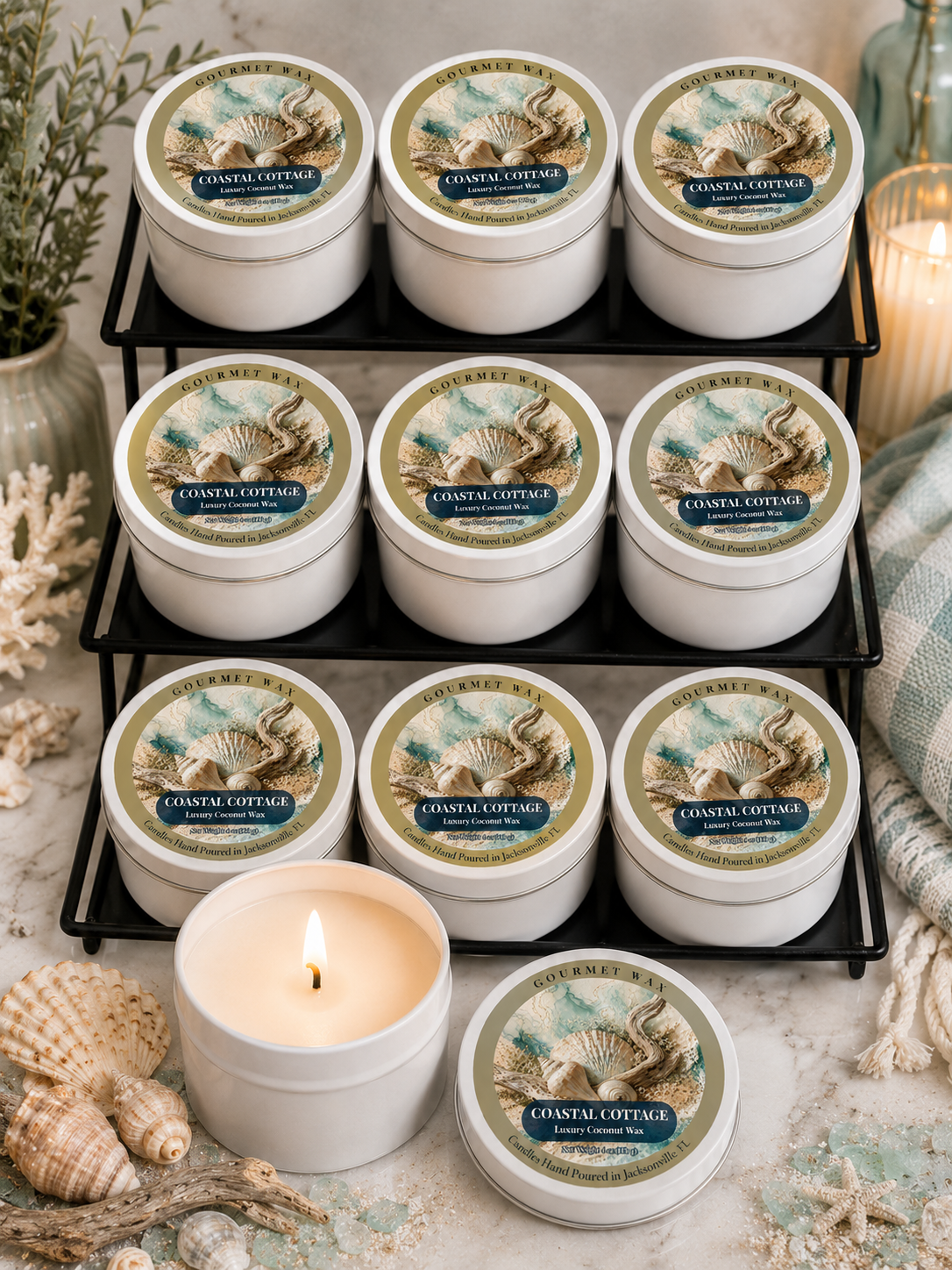 Wholesale Retail Starter Pack / 72 Coconut Apricot Wax Tin Candles