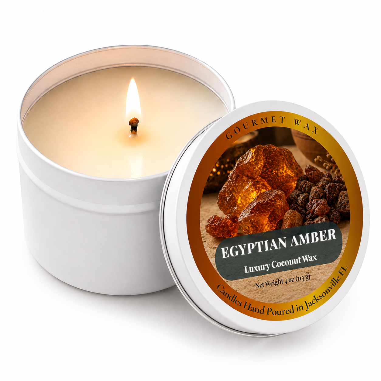 EGYPTIAN AMBER / 4 oz. Luxury Candle / Tin Candle