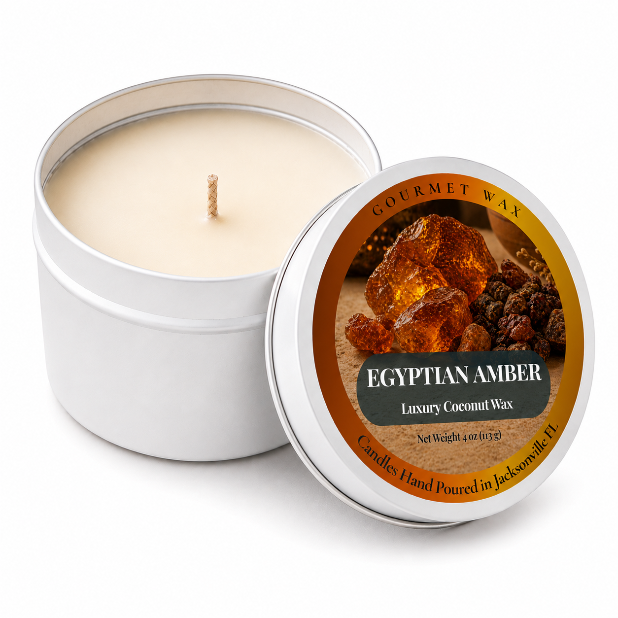 EGYPTIAN AMBER / 4 oz. Luxury Candle / Tin Candle