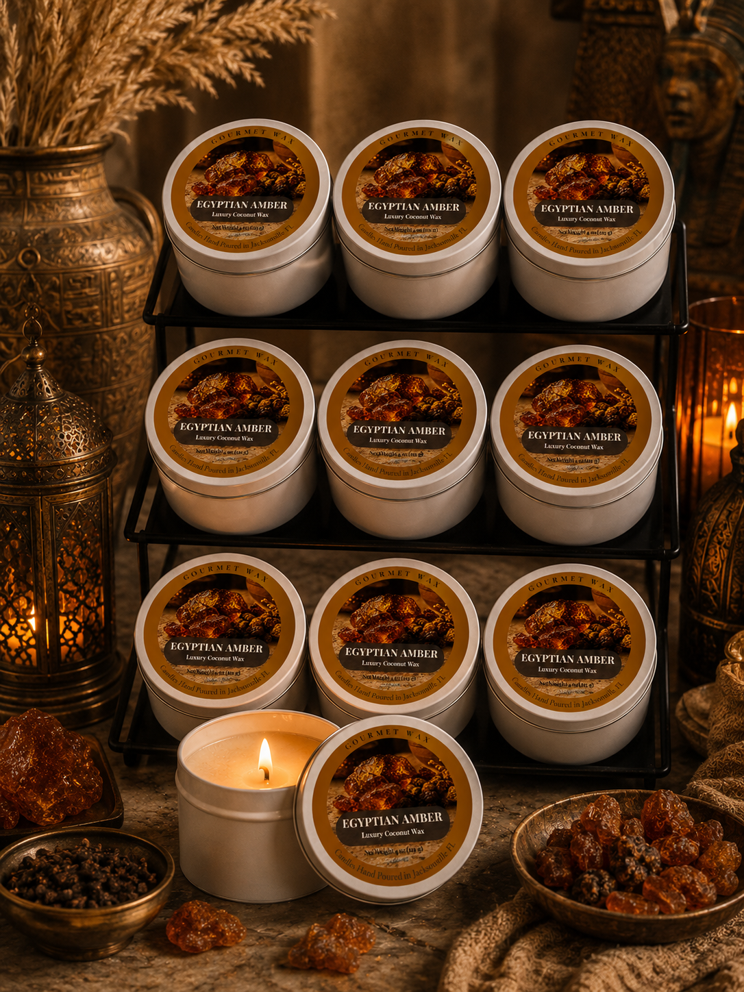 EGYPTIAN AMBER / 4 oz. Luxury Candle / Tin Candle