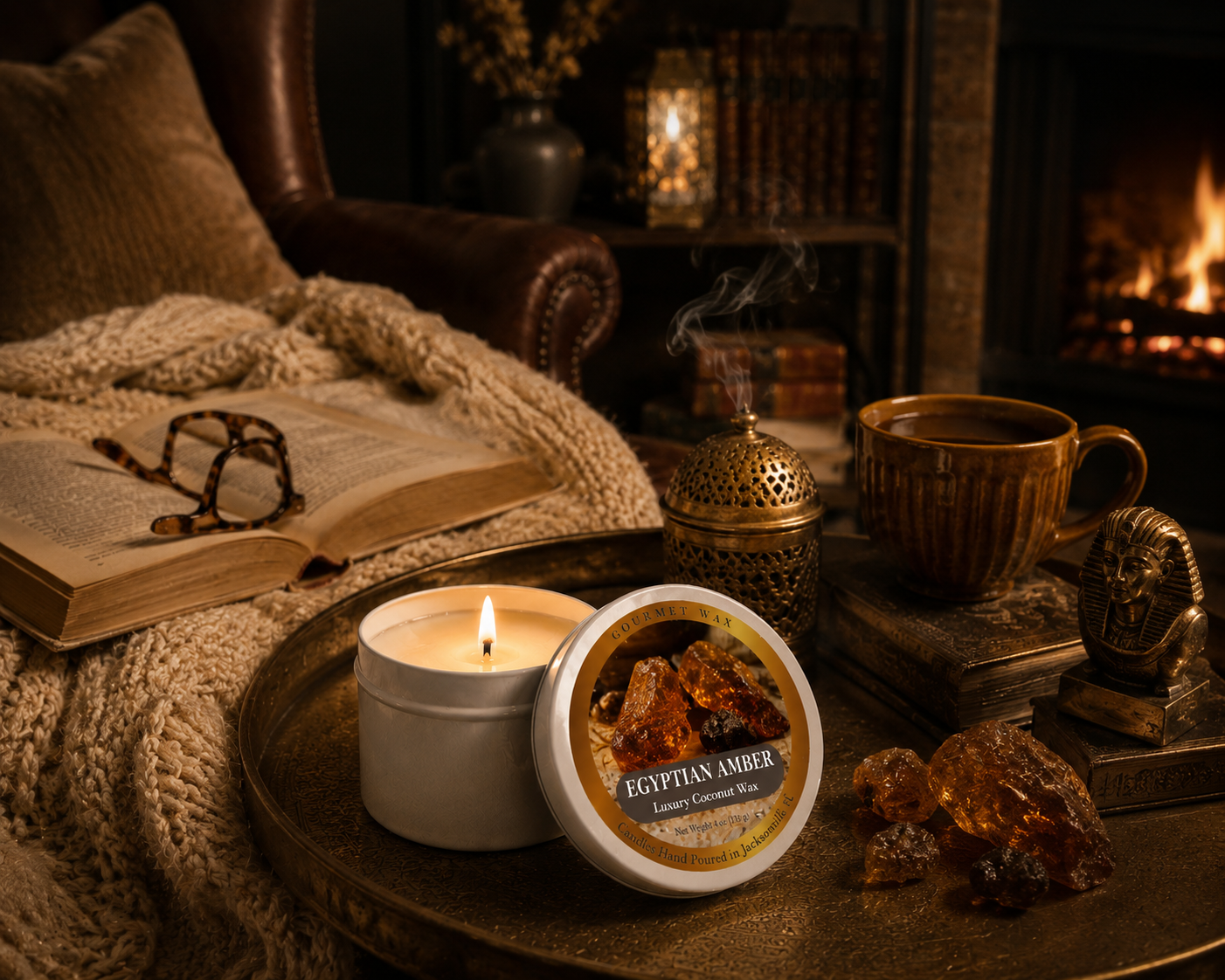 EGYPTIAN AMBER / 4 oz. Luxury Candle / Tin Candle