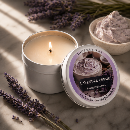 LAVENDER CRÈME / 4 oz. Luxury Candle / Tin Candle