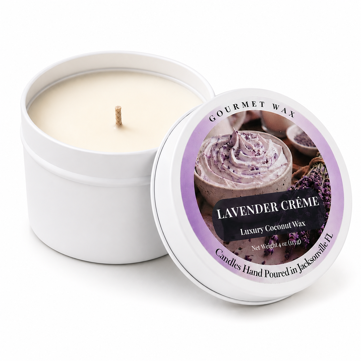 LAVENDER CRÈME / 4 oz. Luxury Candle / Tin Candle