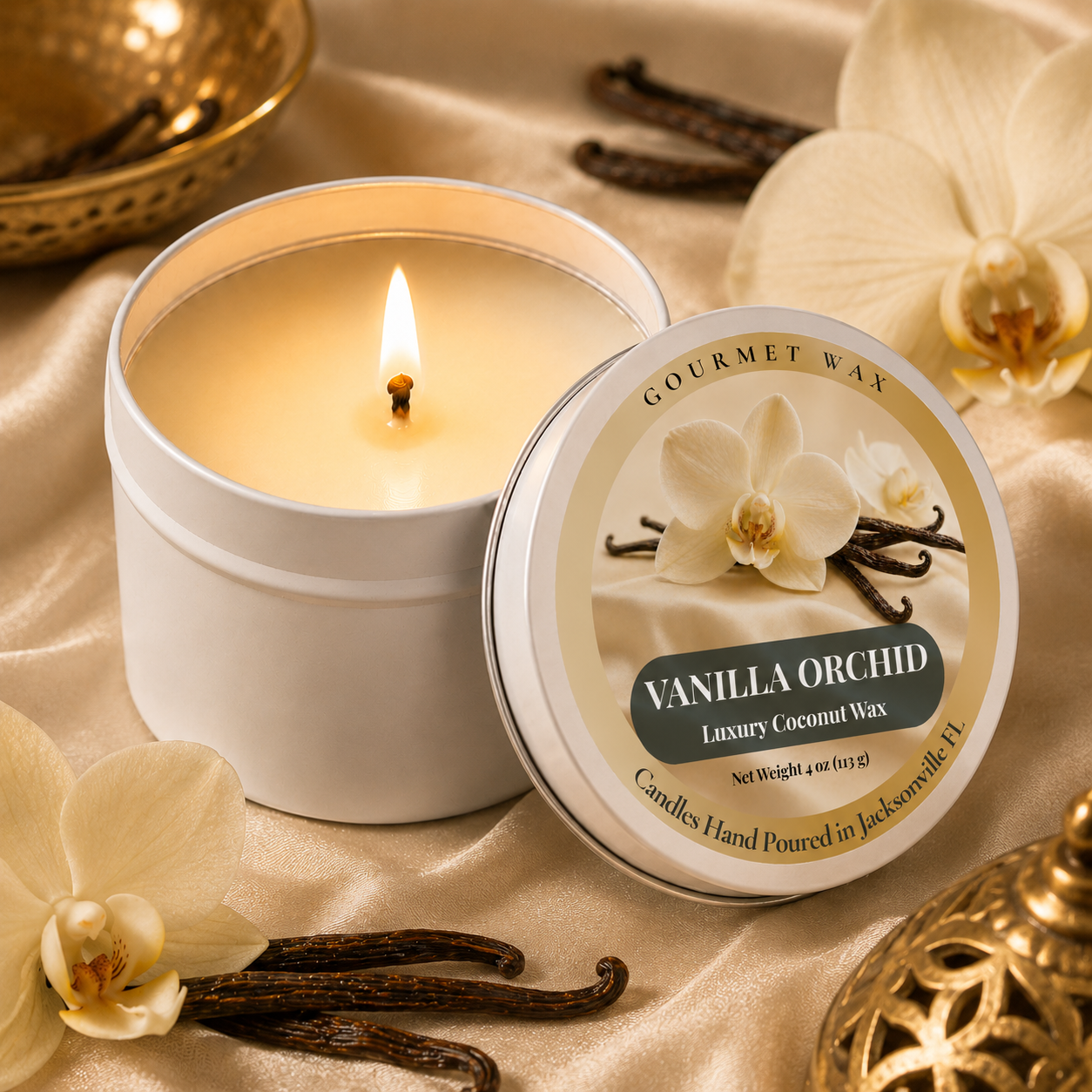 VANILLA ORCHID / 4 oz. Luxury Candle / Tin Candle