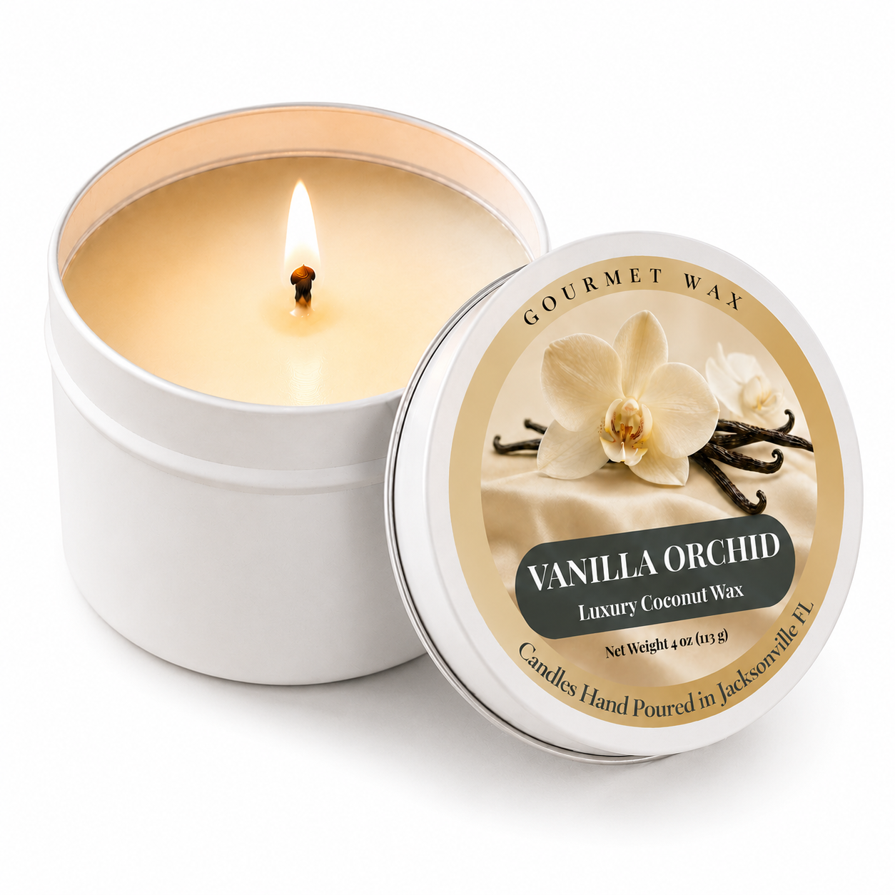 VANILLA ORCHID / 4 oz. Luxury Candle / Tin Candle