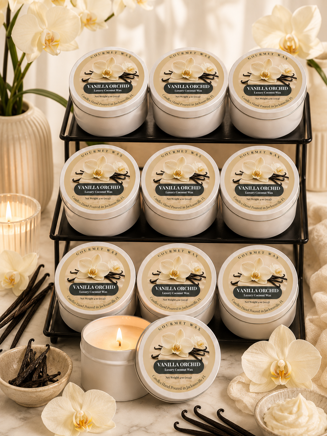 VANILLA ORCHID / 4 oz. Luxury Candle / Tin Candle