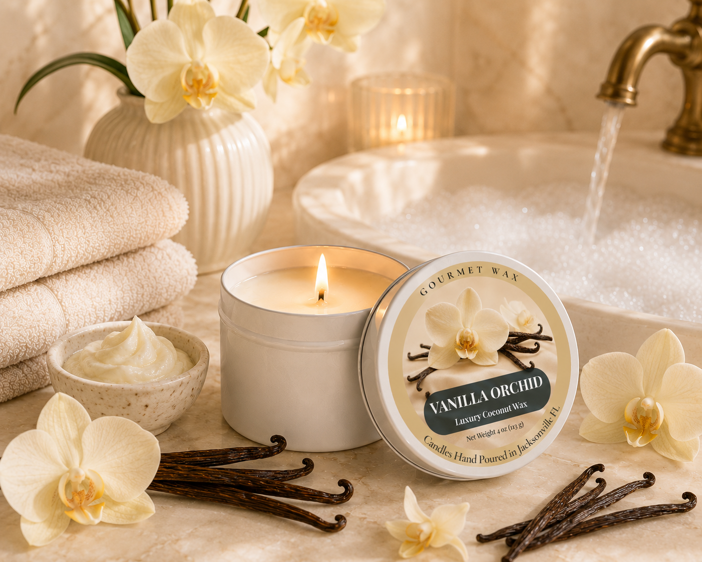 VANILLA ORCHID / 4 oz. Luxury Candle / Tin Candle